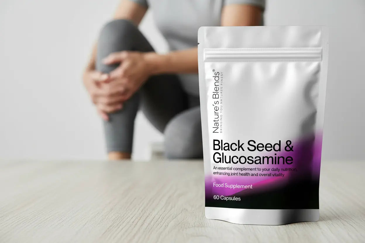 Glucosamine - Post Exercise Support
Black Seed Oil & Natural Glucosamine Capsules, 1 Pack