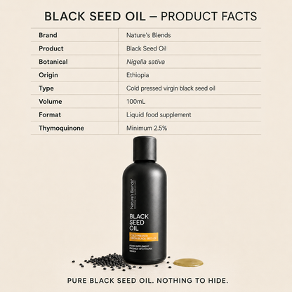 Black Seed Oil, Ethiopian, Raw Virgin Cold Pressed (100ml)