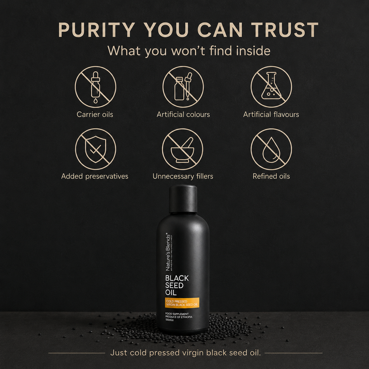Black Seed Oil, Ethiopian, Raw Virgin Cold Pressed (100ml)