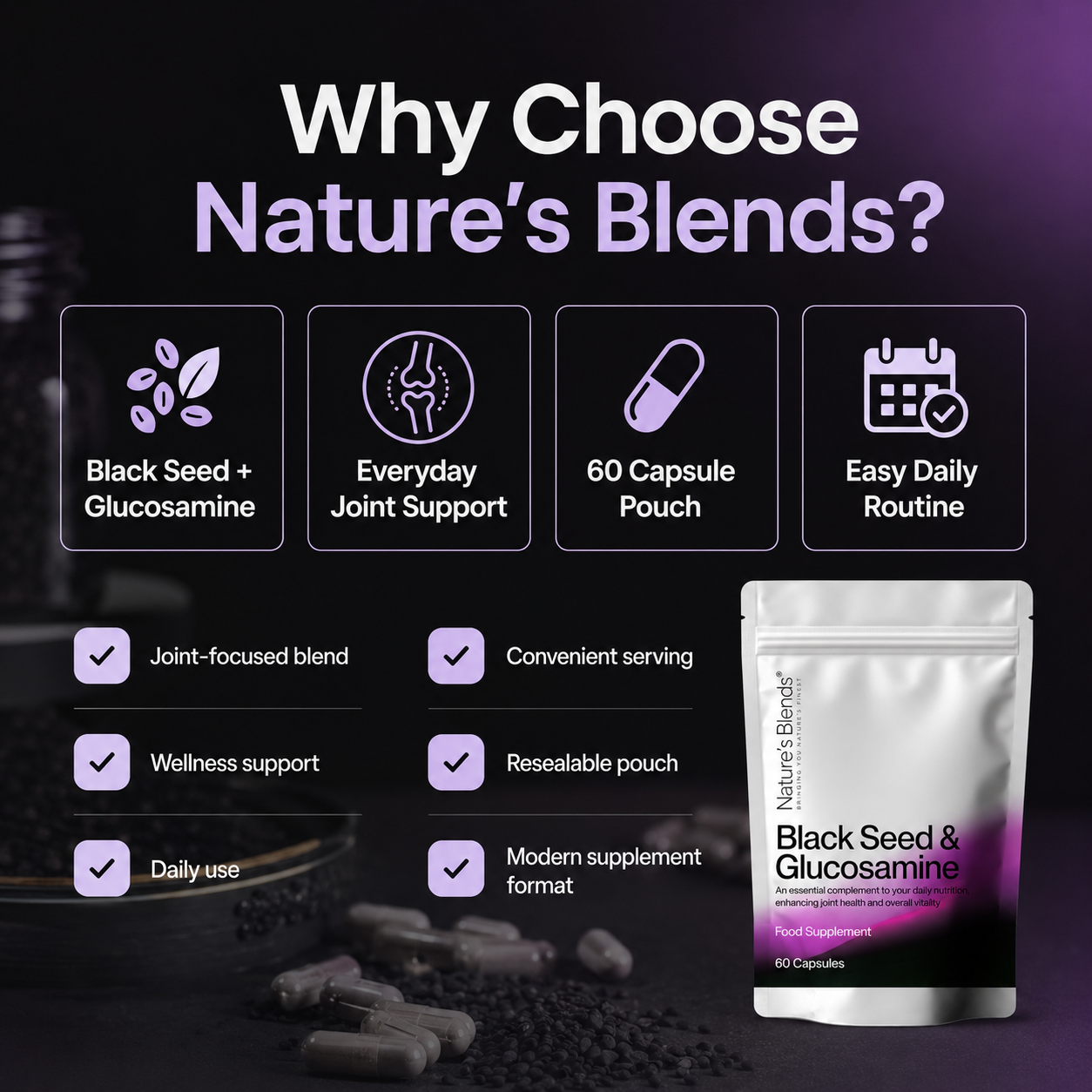 Black Seed Oil & Natural Glucosamine Capsules