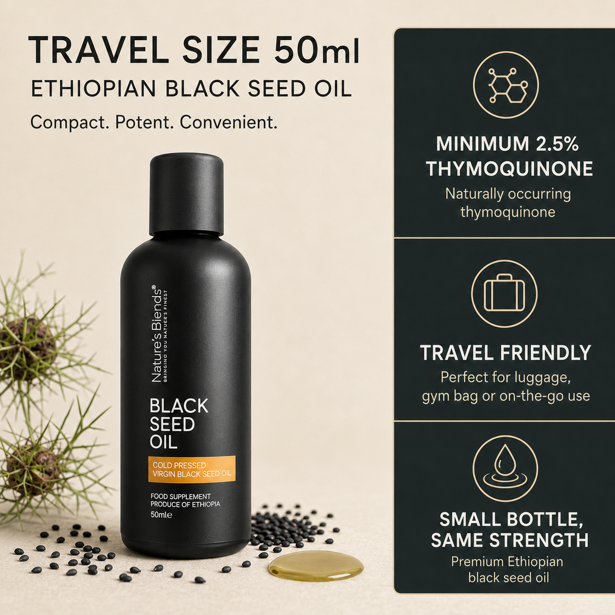 Black Seed Oil (50ml) 2.5% TQ. Raw Virgin Ethiopian