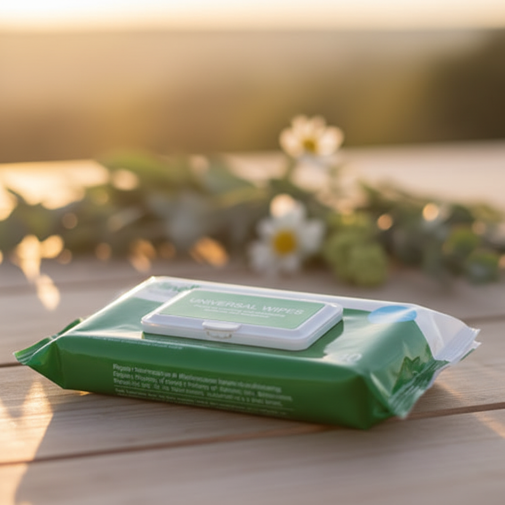 Antiseptic Wipes on Wooden Surface