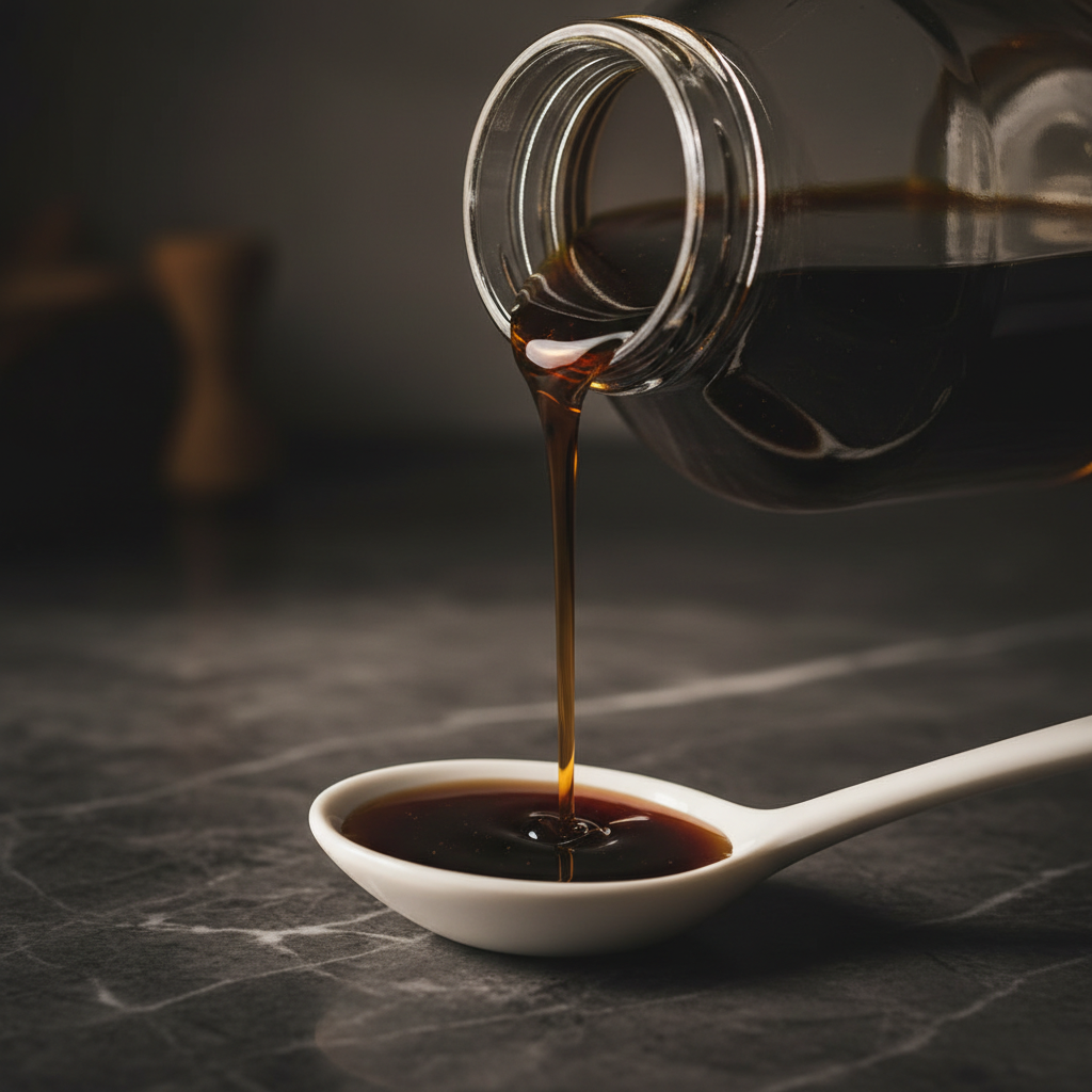 Black seed oil pour with dramatic lighting