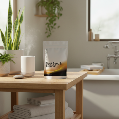 Black Seed Turmeric Bathroom Setting