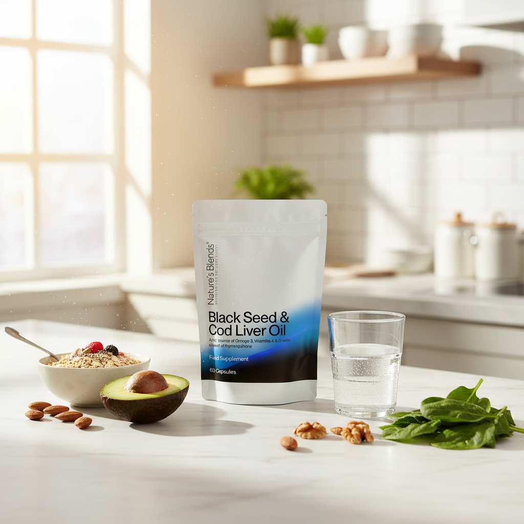 Cod Liver Oil Capsules Kitchen Setting